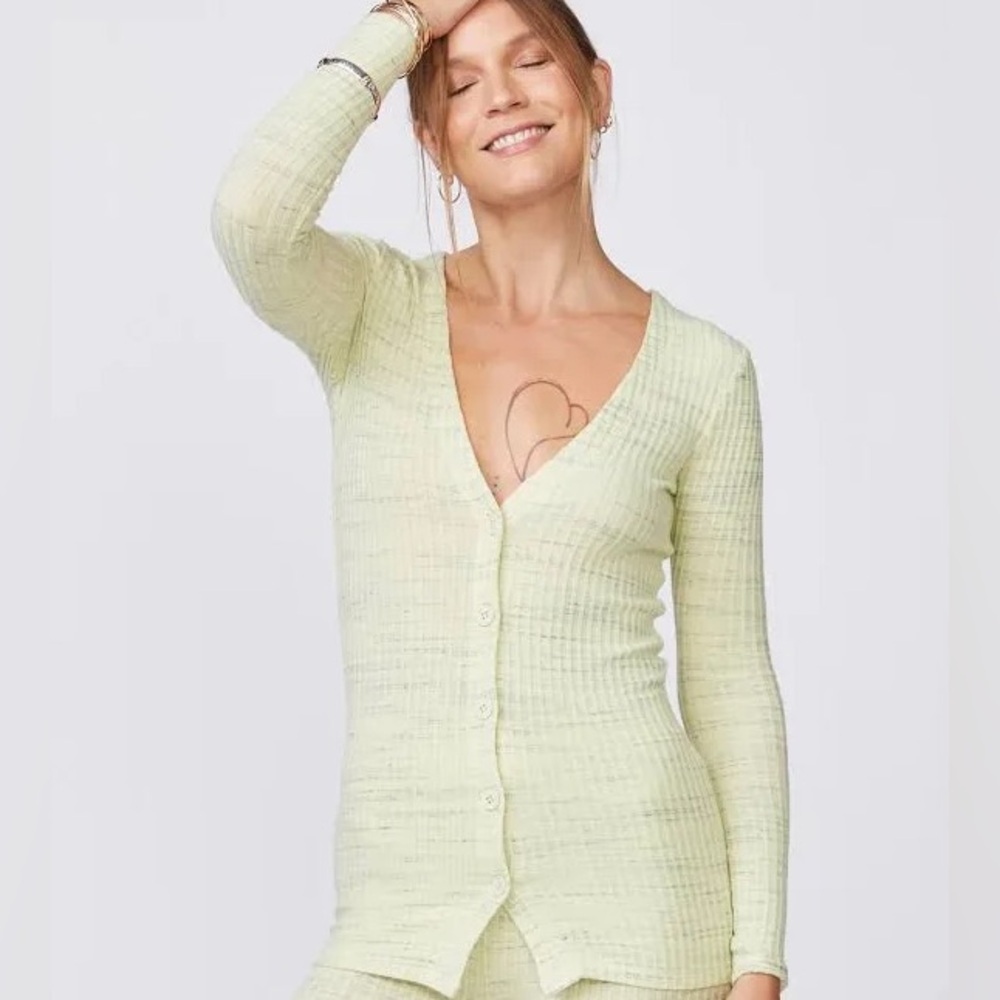 Monrow Faded Lime Cardigan